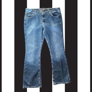 Arizona Jean Co Crinkle Two Tone Flare Jeans Denim Blue Y2K Bootcut